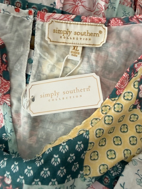 SIMPLY SOUTHERN Quilted Patchwork Tiered Maxi Dress Floral Size XL NEW - Picture 7 of 8